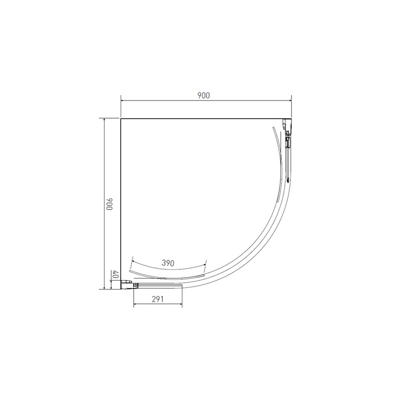 Sprchový kout Monte 90 x 90 cm, sklo matné, profil aluchrom, čtvrtkruh, Lansanit QF99-190-M