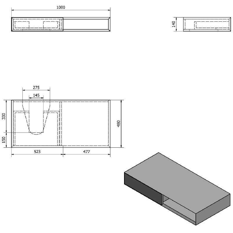 Umyvadlová skříňka Morian, 100 × 14 × 48 cm, dub, levá, Sapho MR115