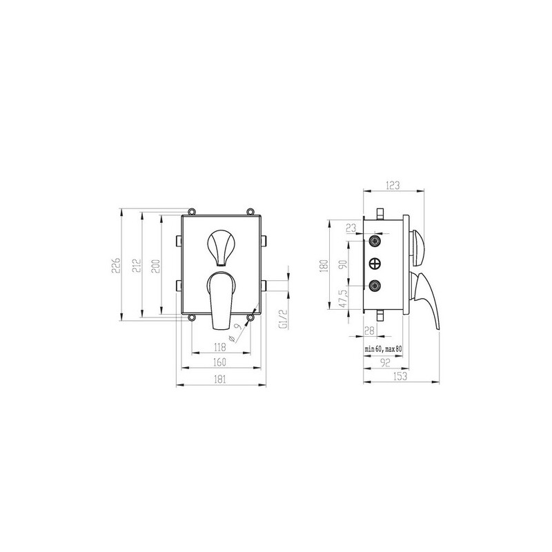 Vanová baterie Metalia 57, chrom, podomítková, bez příslušenství, Novaservis BOX57052R,0