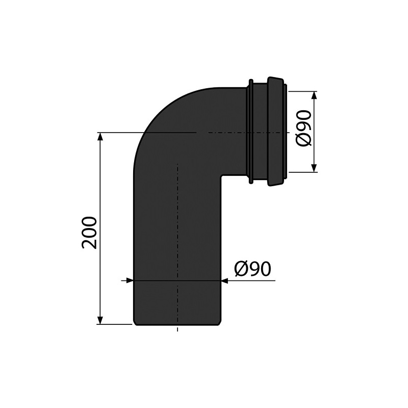 Koleno odpadu komplet DN90/90, Alcadrain M908
