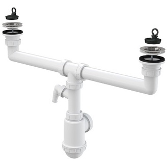 Dřezový sifon A449P s výpustí 70 mm, odpad 40/50 mm, s přípojkou, Alcadrain A449P-DN50/40