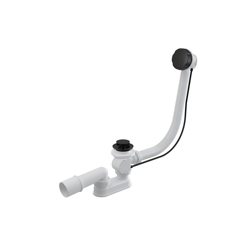 Vanový sifon A55BLACK, odpad 40/50 mm, s ovládáním, černý-mat, Alcadrain A55BLACK-80