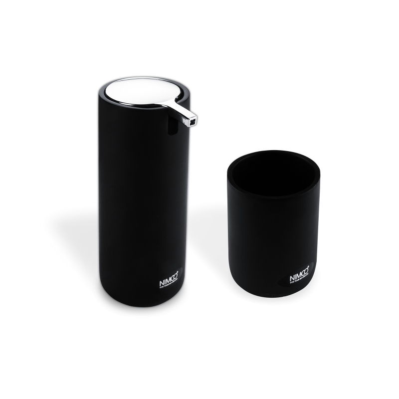 Dávkovač mýdla s pohárkem Omi, polyresin černý, Nimco, OM 1605831-90