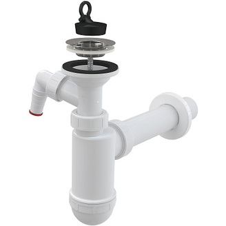 Umyvadlový sifon A41P s výpustí 63 mm, odpad 40 mm, s přípojkou, Alcadrain A41P