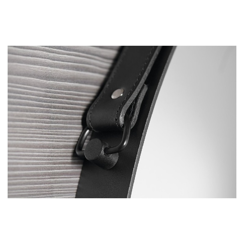 Orbiter kulaté zrcadlo 700 × 700, s koženým páskem, černé, Sapho ORT070