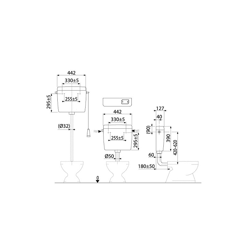 Univerzální WC nádržka UNI, boční napouštění, Alcadrain A94-1/2