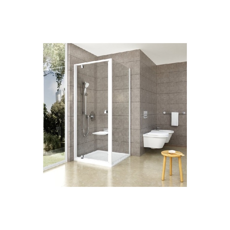 Sprchová stěna pevná Pivot PPS 900 mm, sklo transparent, profil bílý, Ravak, 90G70100Z1