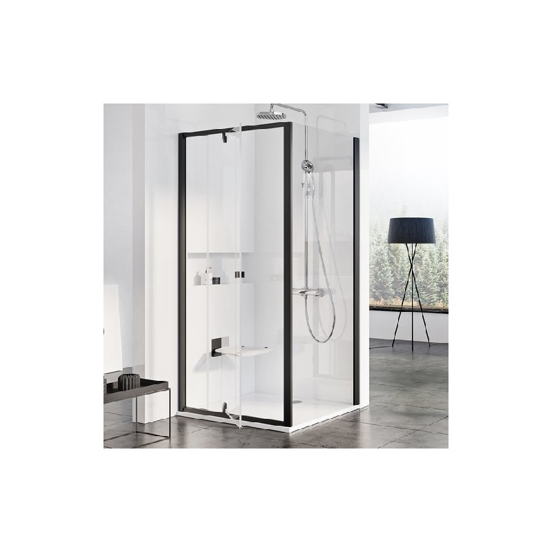 Sprchová stěna pevná Pivot PPS 900 mm, sklo transparent, profil černý, Ravak, 90G70300Z1