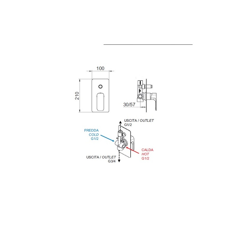 Sprchová baterie Spy, zlato, podomítková, termostatická, bez příslušenství, Sapho PY42/17