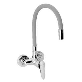 Dřezová baterie Ferro 100 mm, stříbrnošedá/chrom, nástěnná, Novaservis 94484,0S