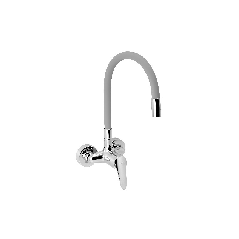 Dřezová baterie Ferro 100 mm, stříbrnošedá/chrom, nástěnná, Novaservis 94484,0S