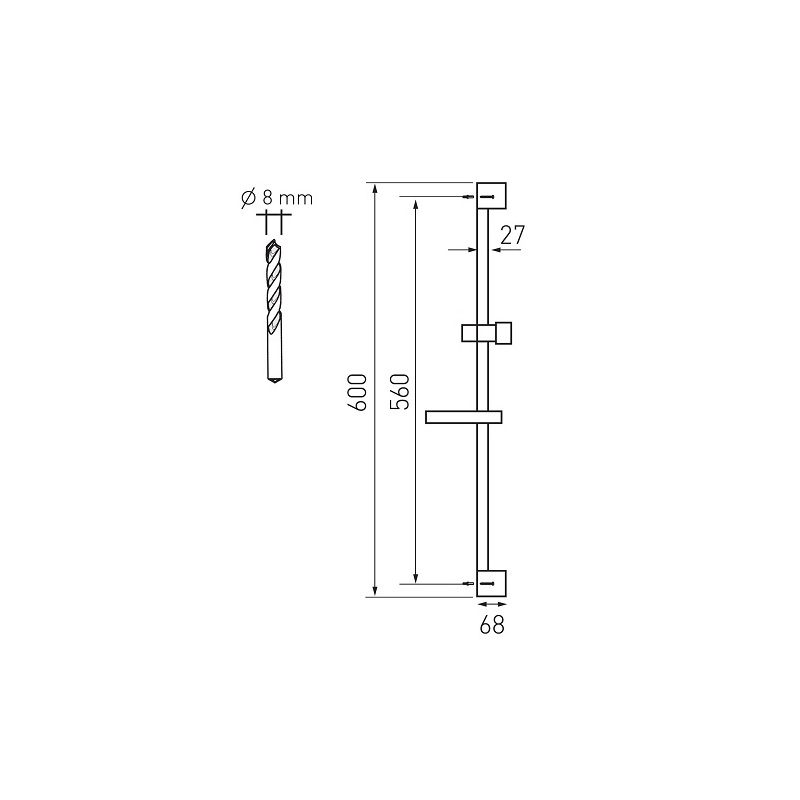Držák sprchy posuvný s mýdlenkou, chrom, Novaservis, RAIL4,0