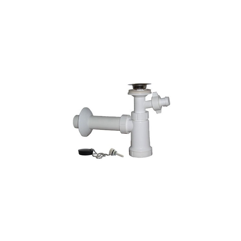 Umyvadlový sifon s výpustí 64 mm, odpad 40 mm, s přpojkou, Plast Brno EU1N341