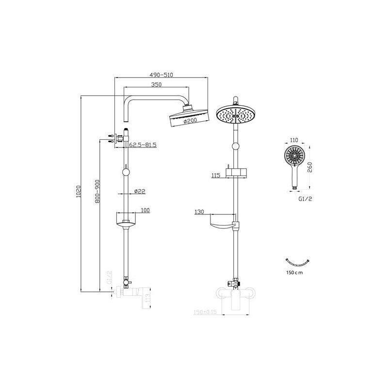 Sprchová souprava Titania Fresh s baterií, chrom, Novaservis SET040/96,0