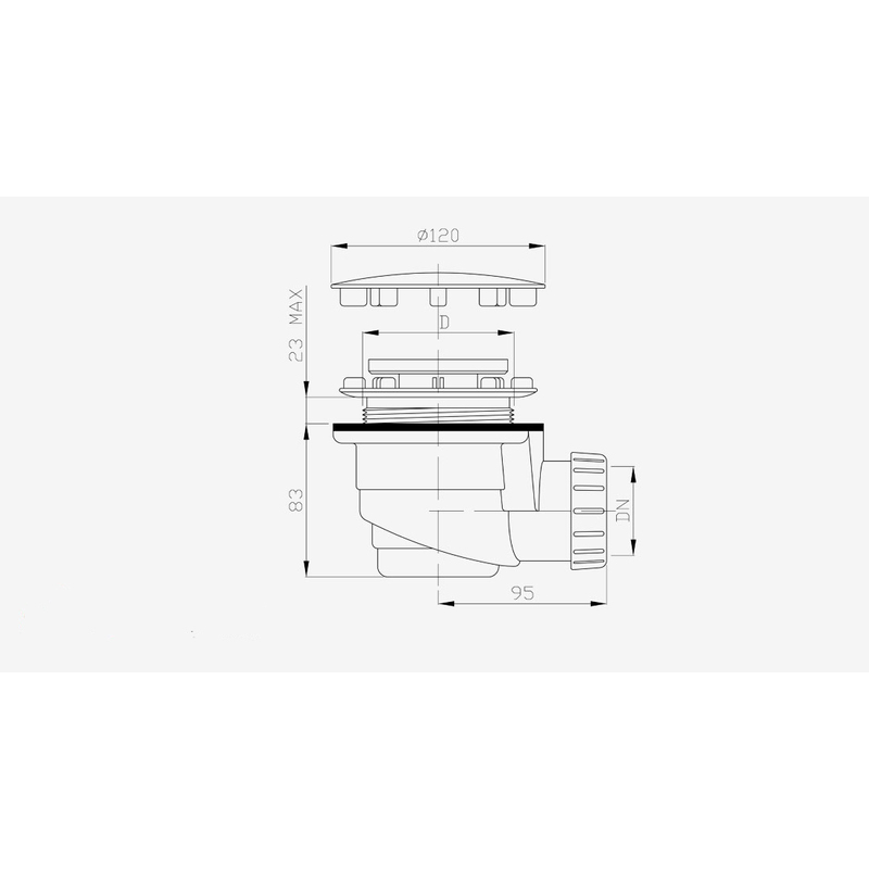 Vaničkový sifon 90, odpad 40 mm, chrom, Lansanit LITEX-SIFON-90S