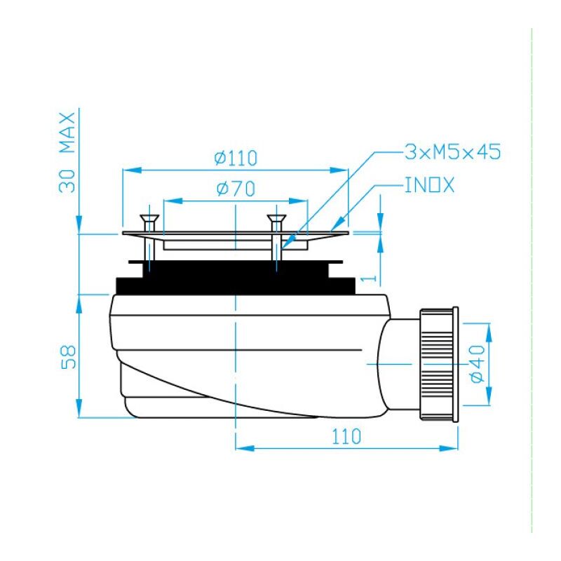 Vaničkový sifon 90, odpad 40 mm, chrom, Lansanit LITLUX-SIFON-90N