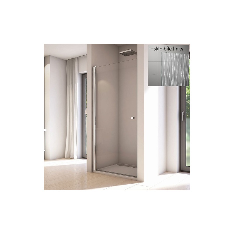 Sprchové dveře SOLINO SOL13 1200 mm, sklo bílé linky, profil aluchrom, SanSwiss SOL1312005088