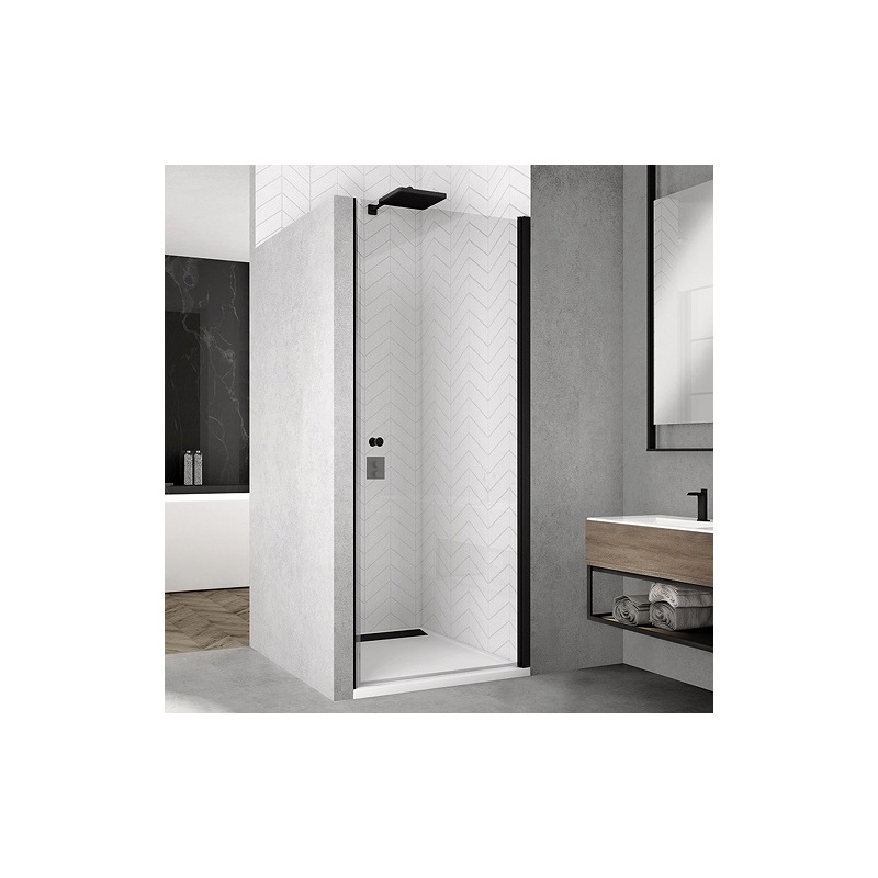 Sprchové dveře SOLINO SOL1 700 mm, sklo čiré, profil černý, SanSwiss SOL107000607