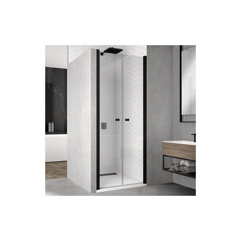 Sprchové dveře SOLINO SOL2 1000 mm, sklo čiré, profil černý, SanSwiss SOL210000607