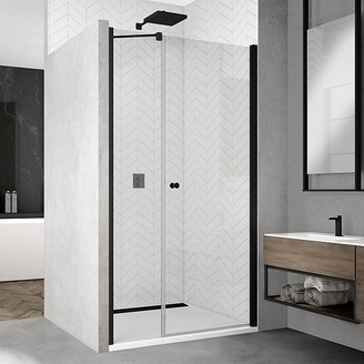 Sprchové dveře SOLINO SOL31 1400 mm, sklo čiré, profil černý, SanSwiss SOL3114000607