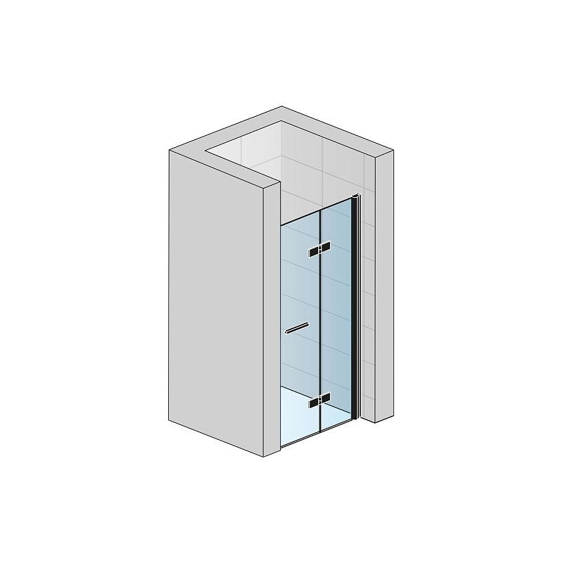 Sprchové dveře SOLINO SOLF1 P 900 mm, sklo čiré, profil černý, pravé, SanSwiss SOLF1D0900607
