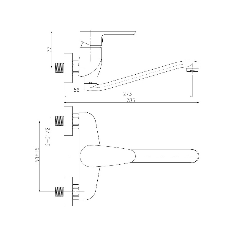 Umyvadlová baterie Titania Smart 150 mm, chrom, nástěnná, Novaservis 98070,0