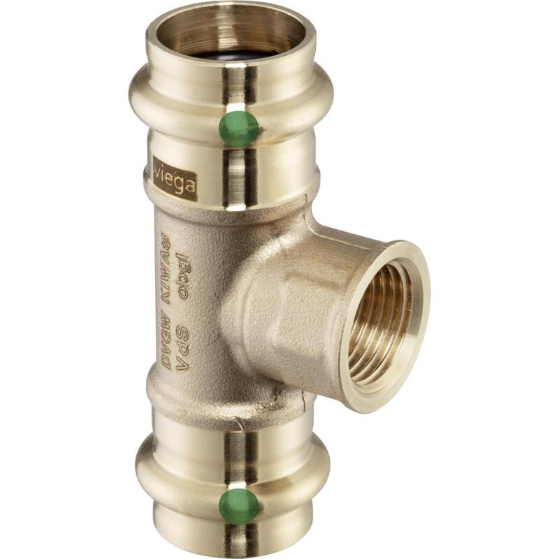 Lisovací T-kus CU 4130G d 54 x 1/2 x 54, vnitřní závit, Sanpress Viega 197353