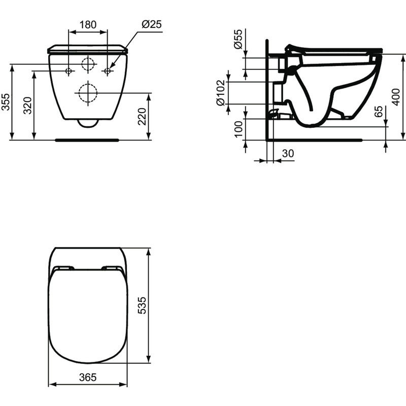 Závěsný klozet Tesi, Ideal Standard T007801