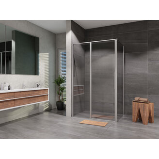 Sprchový kout Tadao 140 x 100 cm, sklo čiré, profil aluchrom, obdélník, Lansanit PD3-14/SPD100