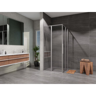 Sprchový kout Tadao 100 x 100 cm, sklo čiré, profil aluchrom, čtverec, Lansanit PRD11