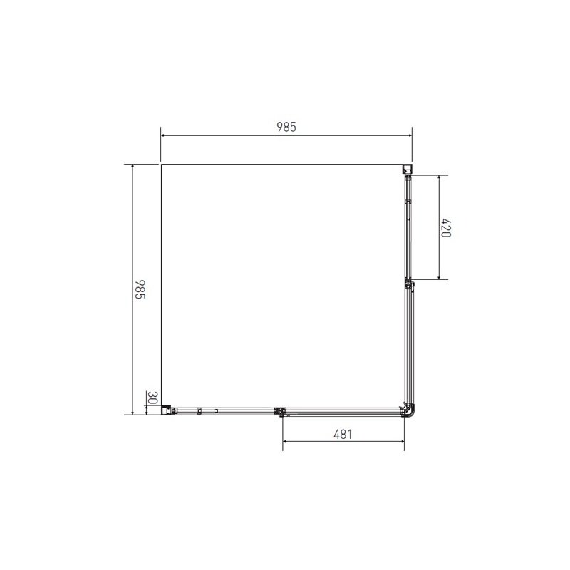 Sprchový kout Tadao 100 x 100 cm, sklo čiré, profil aluchrom, čtverec, Lansanit PRD11