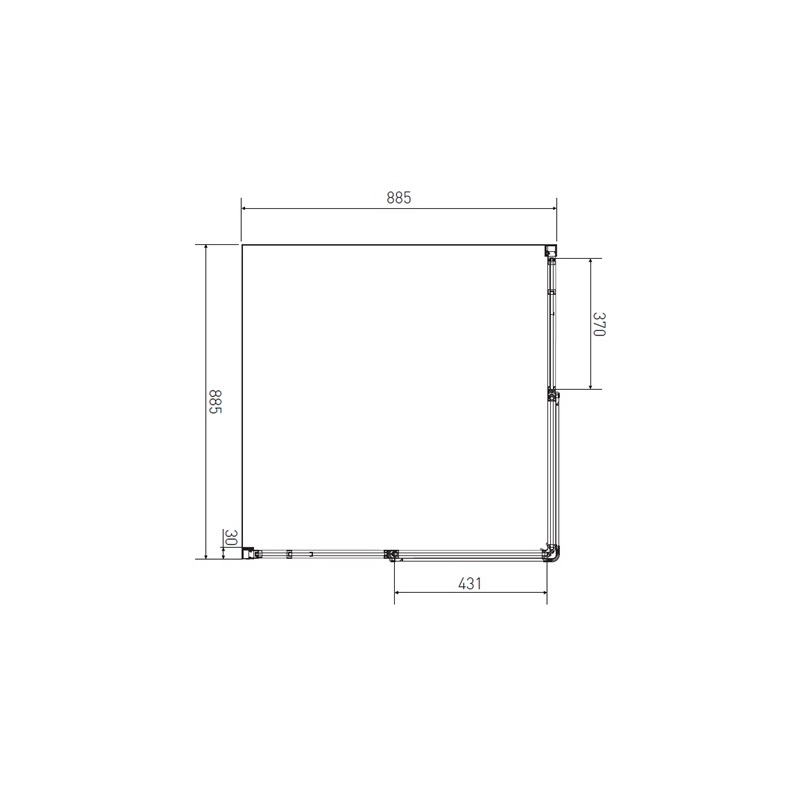 Sprchový kout Tadao 90 x 90 cm, sklo čiré, profil černý, čtverec, Lansanit PRD99-B