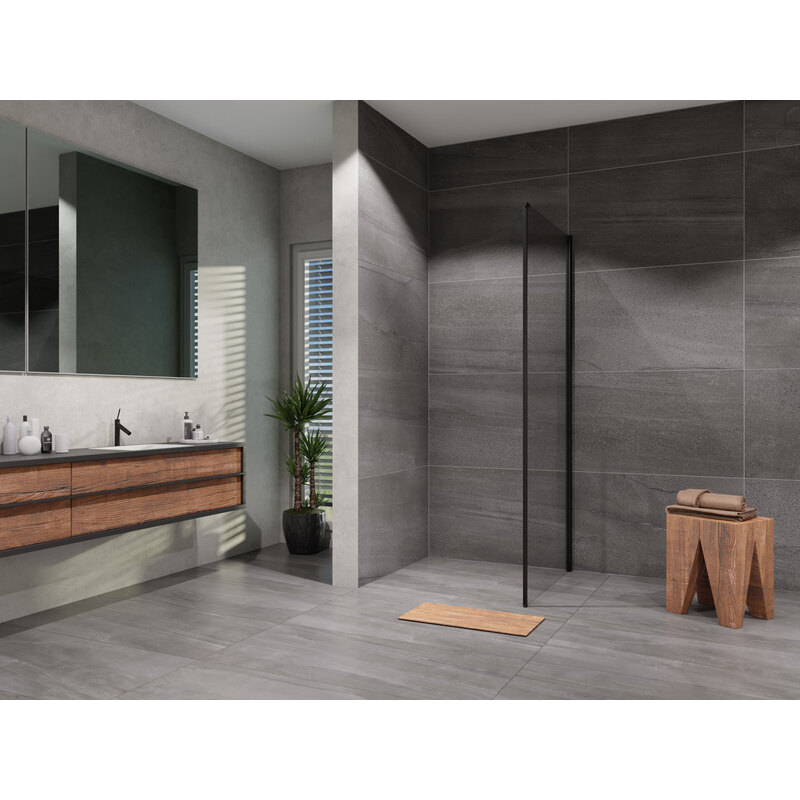 Sprchová stěna Tadao 1000 mm, sklo čiré, profil černý, Lansanit LAN05003