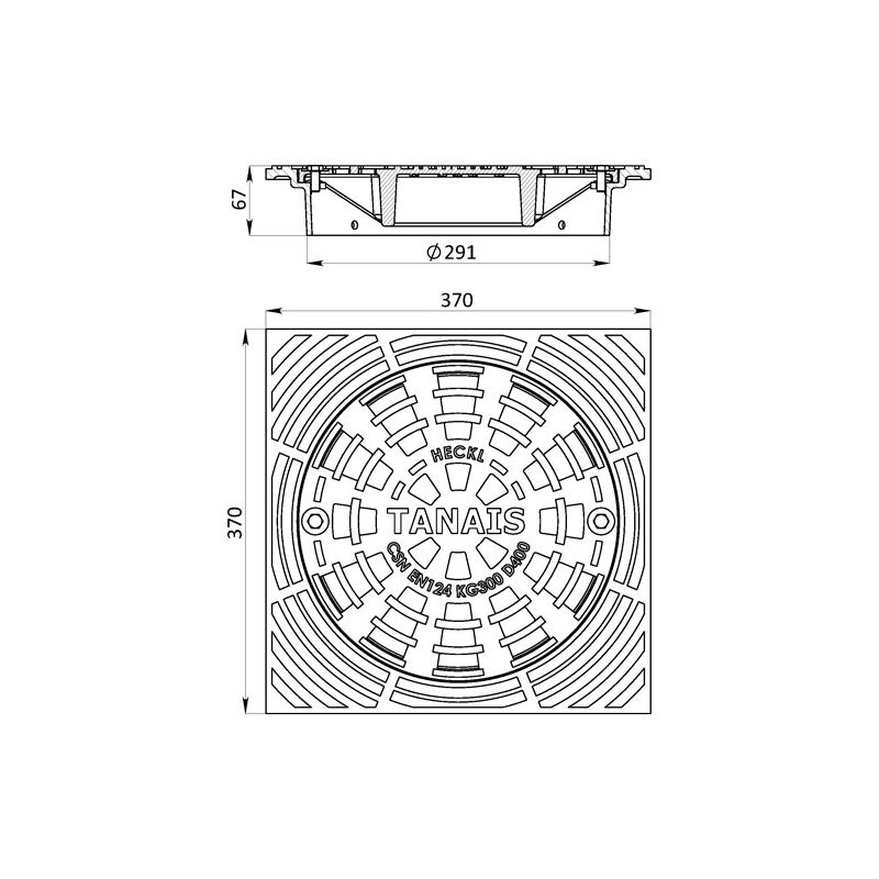 Šachtová vtoková mříž TANAIS D400, litinová, DN 300, HECKL