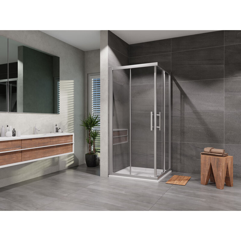 Sprchový kout Monte 100 x 100 cm, sklo čiré, profil aluchrom, čtverec, Lansanit CF11-190-C