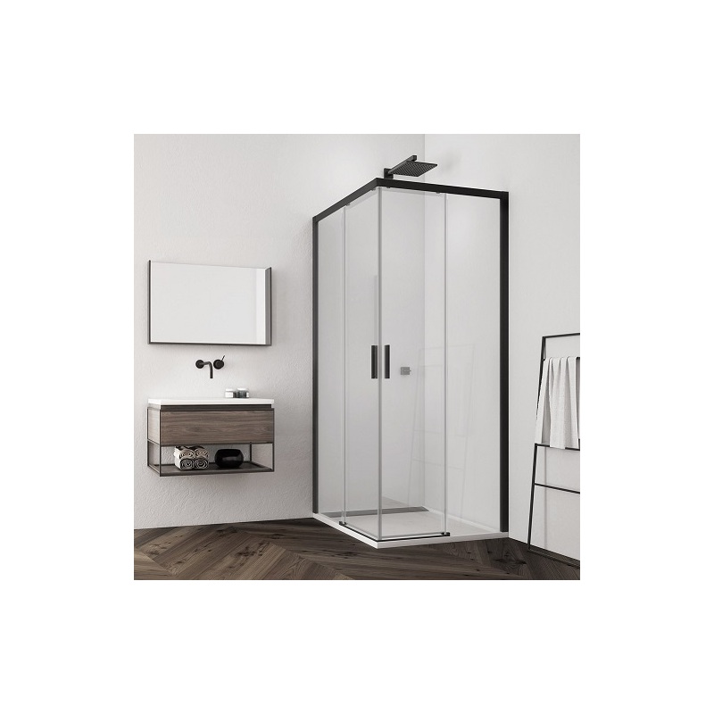 Sprchové dveře TOP-LINE S TLS L 1000 mm, sklo čiré, profil černý, levé, SanSwiss TLSG1000607