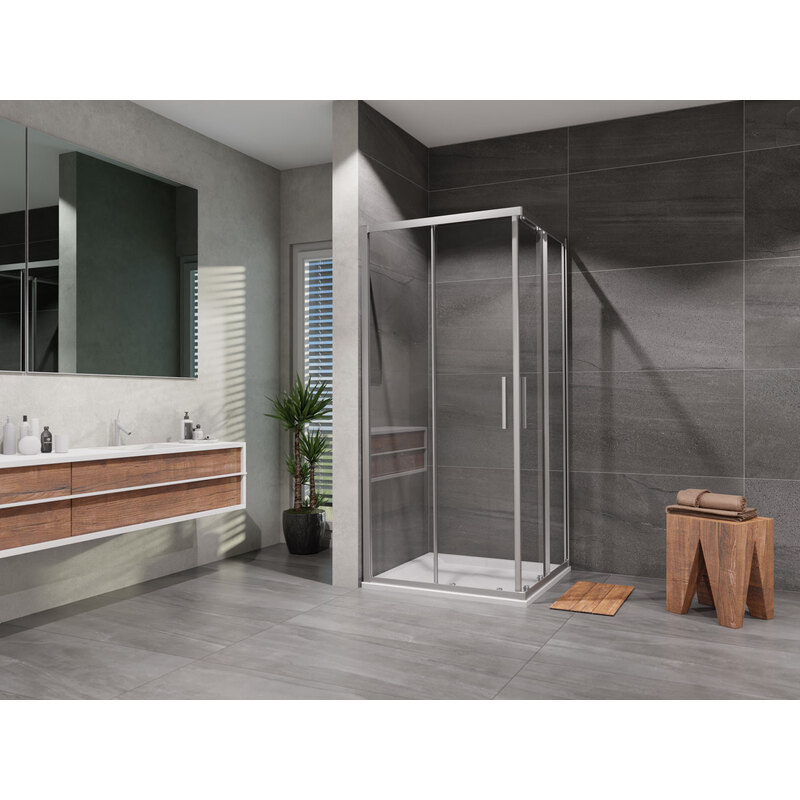 Sprchový kout Vati 90 x 90 cm, sklo čiré, profil aluchrom, čtverec, Lansanit CR99-190-C