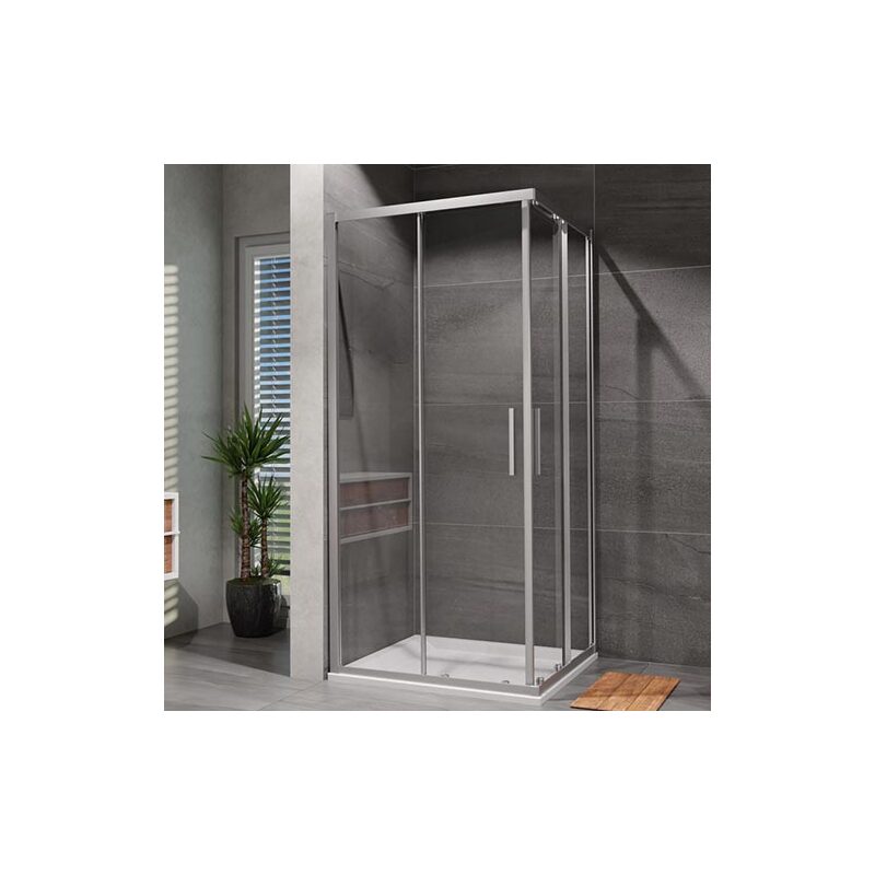 Set sprchového koutu Vati 90 x 90 cm s vaničkou, sklo čiré, profil aluchrom, čtverec, Lansanit LAN50002