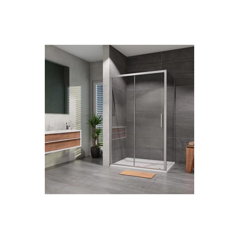 Set sprchového koutu Vati 100 x 80 cm s vaničkou, sklo čiré, profil aluchrom, obdélník, Lansanit LAN50014