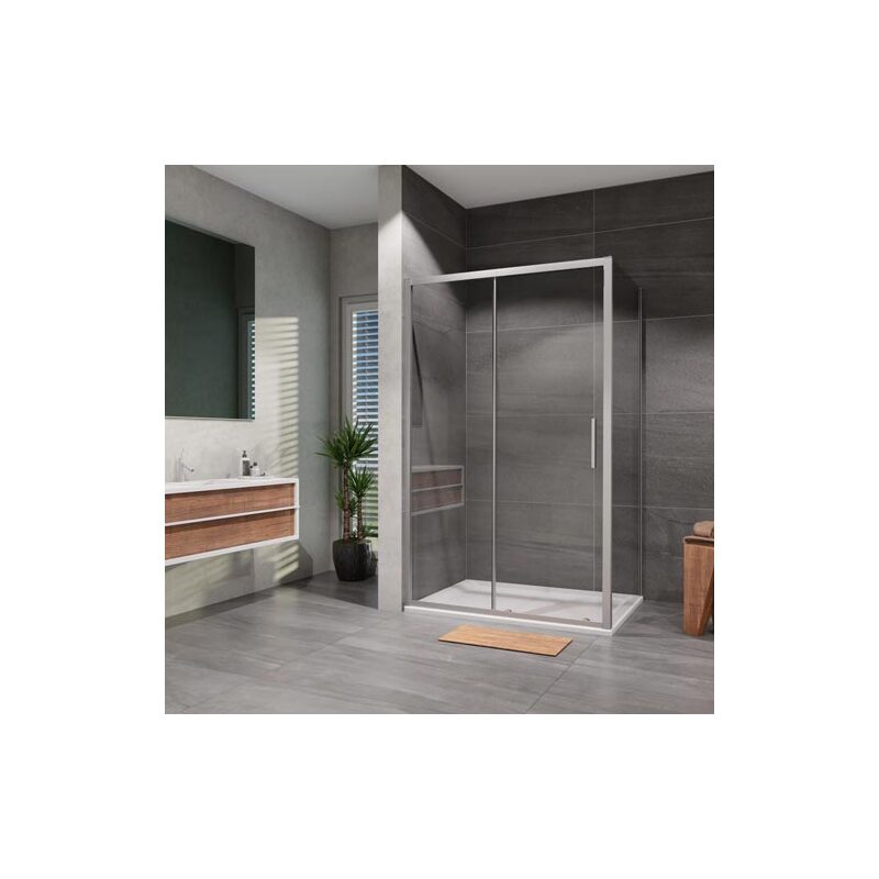 Set sprchového koutu Vati 100 x 90 cm s vaničkou, sklo čiré, profil aluchrom, obdélník, Lansanit LAN50015