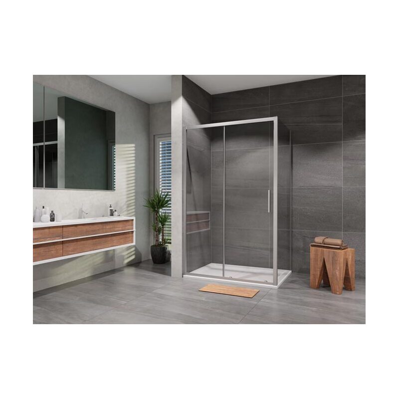 Set sprchového koutu Vati 120 x 80 cm s vaničkou, sklo čiré, profil aluchrom, obdélník, Lansanit LAN50020