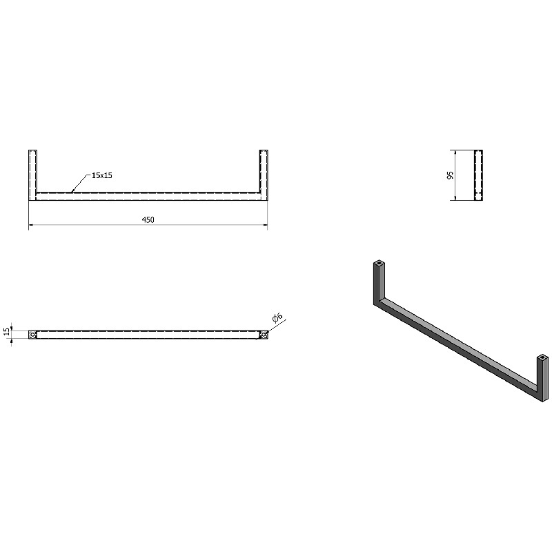 Držák ručníků Avice 450 × 95 mm, bílý, Sapho VC482