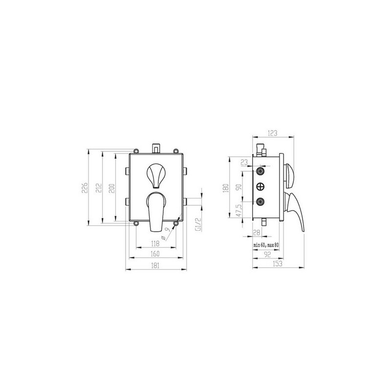 Vanová baterie Metalia 57, chrom, podomítková, s příslušenstvím, Novaservis BOX57052RX,0