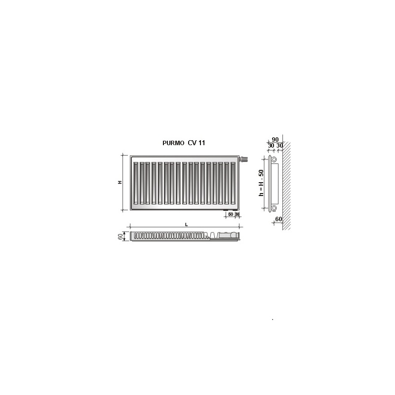 Radiátor Ventil Compact CV 11 500 x 1000 mm, Purmo F071105010010300