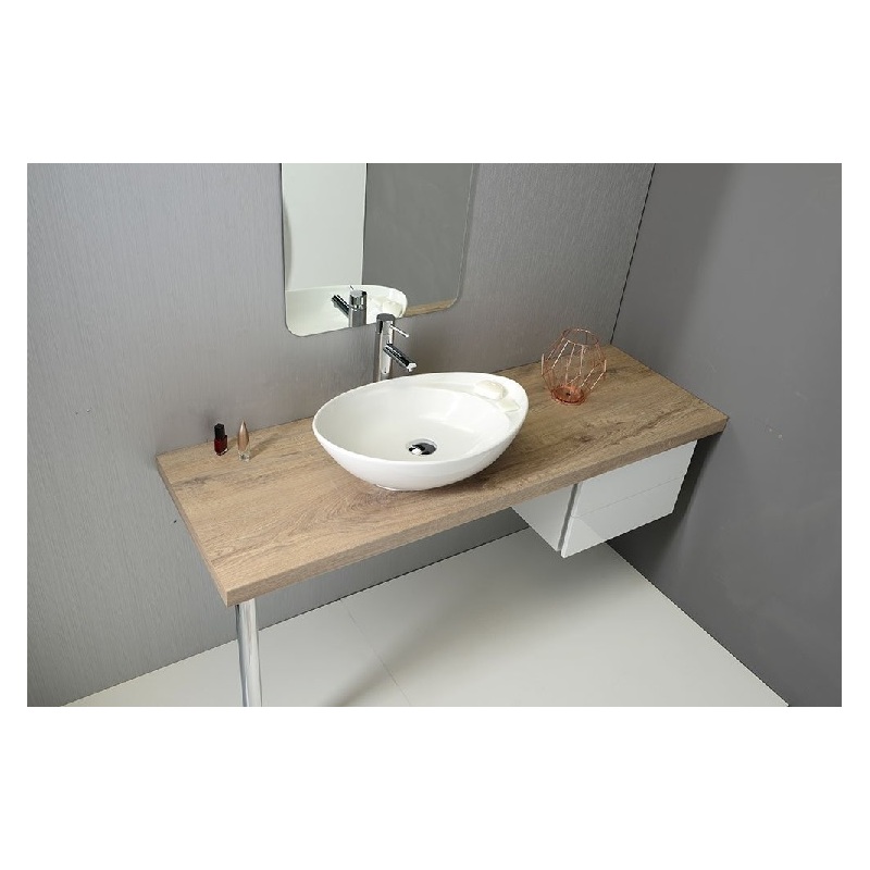 Umyvadlo na desku Beverly 56 × 37 × 17 cm, bez otvoru, bílé, na desku, bez přepadu, Sapho WH040