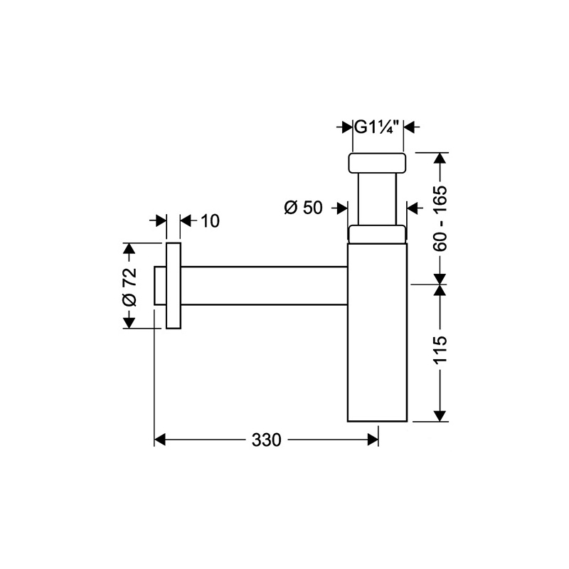 Umyvadlový sifon Flowstar S bez výpusti G 5/4, odpad 32 mm, Hansgrohe 52105000
