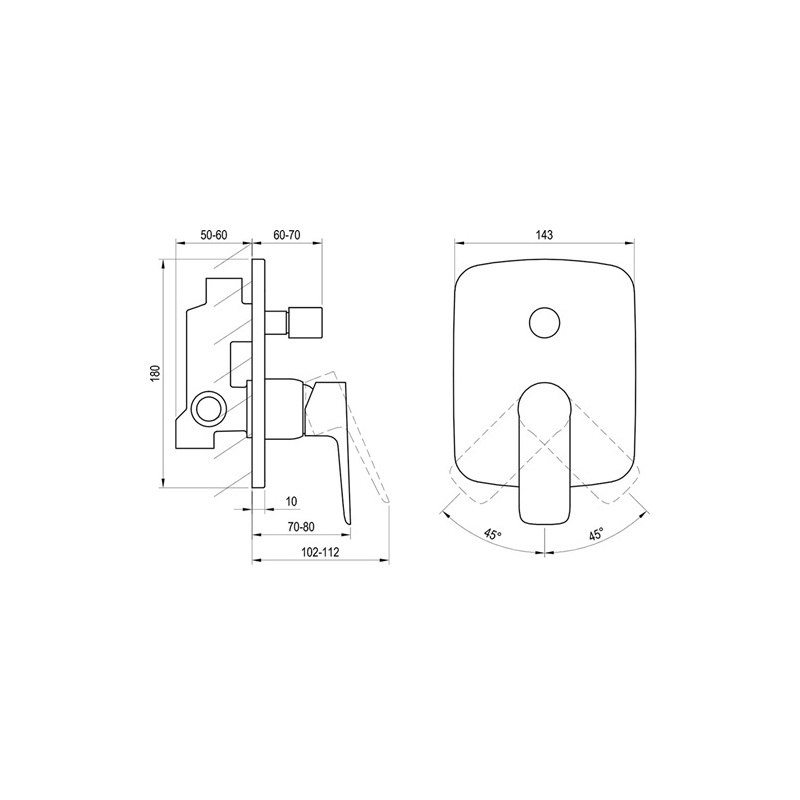 Vanová baterie Classic, chrom, podomítková, s příslušenstvím, CL 061.00, Ravak X070086