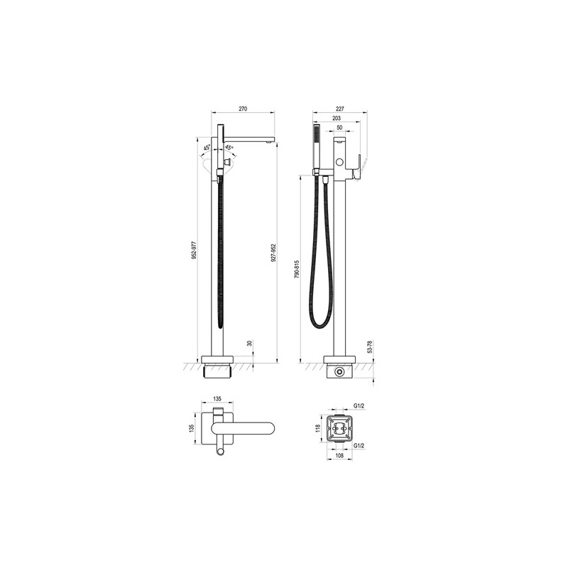 Vanová baterie Chrome, chrom, stojánková, s příslušenstvím, CR 080.00, Ravak X070101