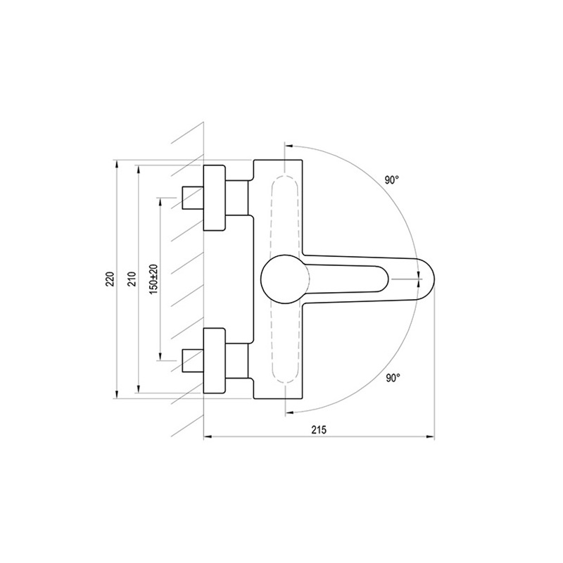 Vanová/sprchová baterie Puri 150 mm, chrom, nástěnná, bez příslušenství, PU 022.00, Ravak X070115