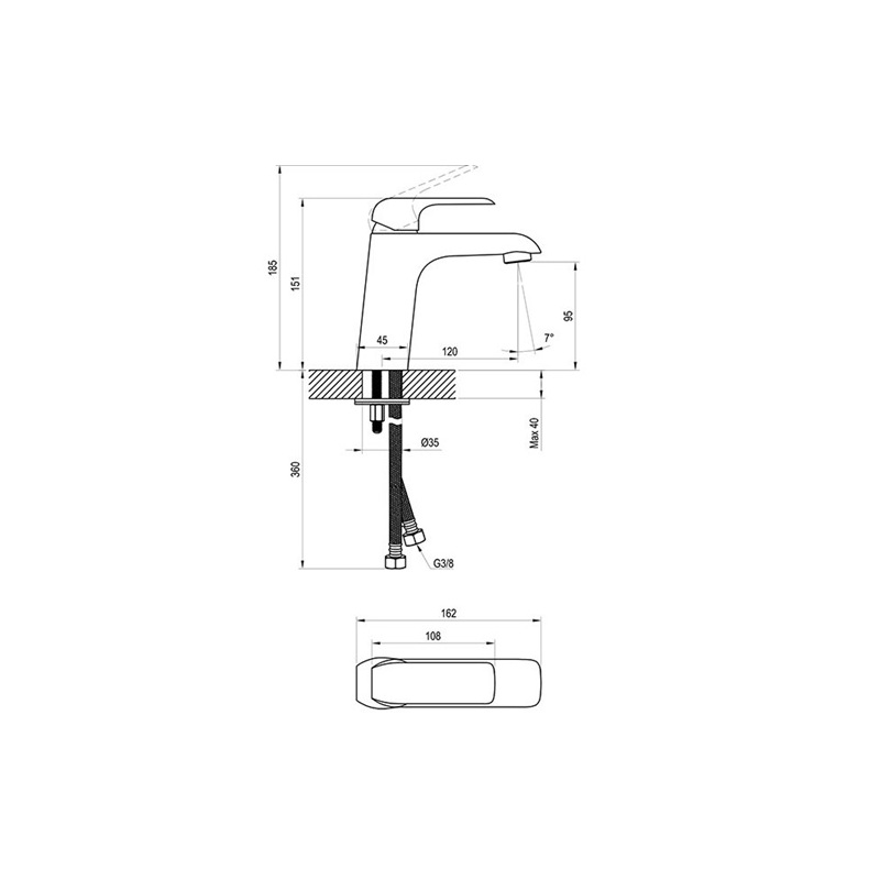 Umyvadlová baterie Flat, chrom, stojánková, bez výpustě, FL 014.00, Ravak X070118